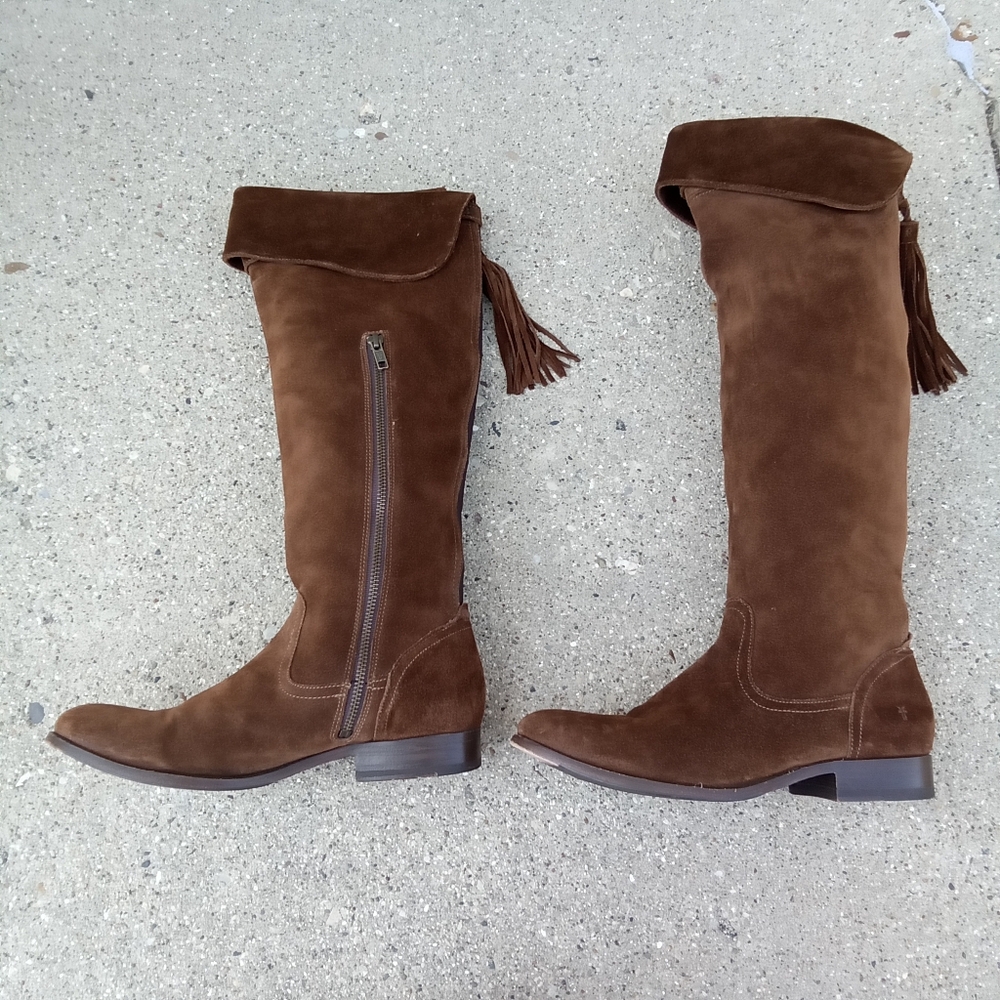 Frye Collared Suede Riding Boots